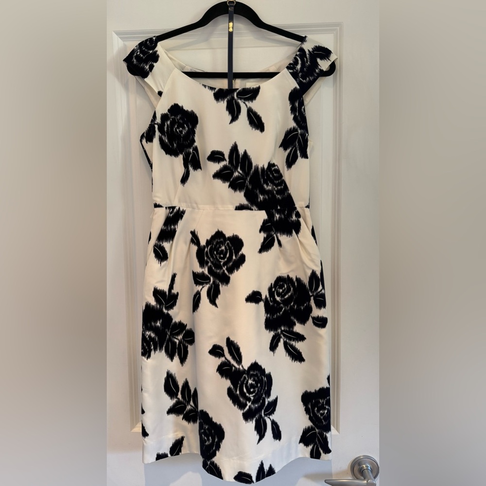 Kate Spade Black and Cream Floral Midi Dress